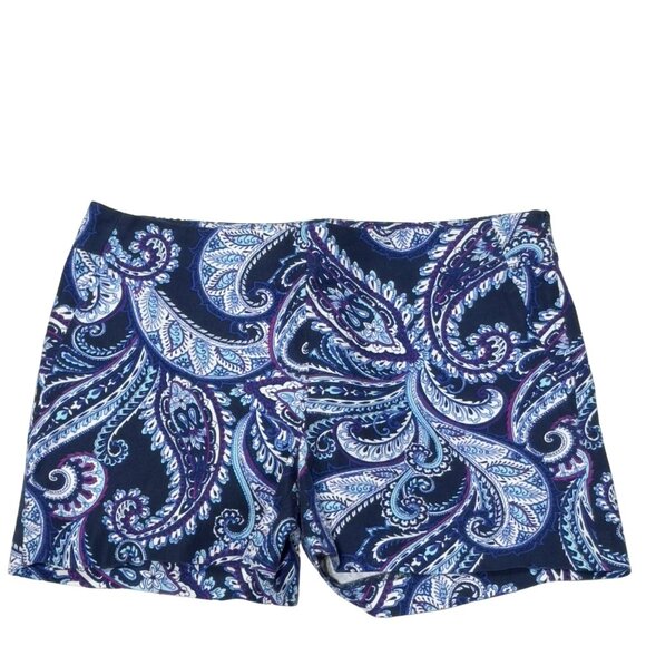 BANANA REPUBLIC Womens Shorts Blue Paisley Cotton Stretch Band-less Waist Size 4 - Picture 4 of 9